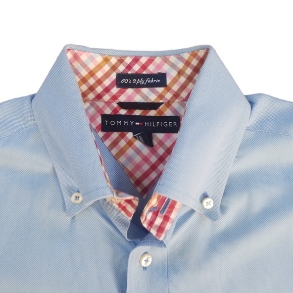 Tommy Hilfiger Men’s Casual Contrast Cuffs Button Down Cotton Shirt Sz. M - Picture 4 of 15